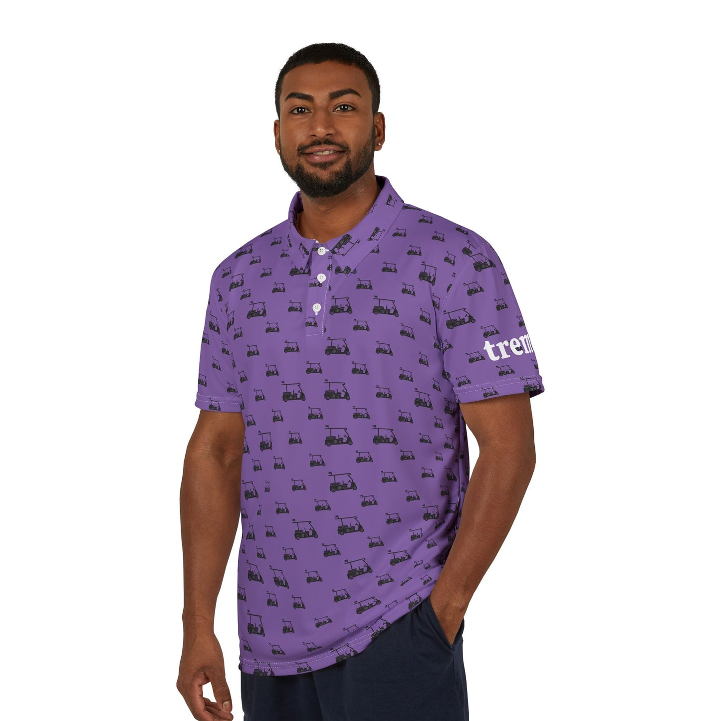Purple Mens Polo Shirt Golf Cart Print - Perfect for Casual Outings & Everyday Wear