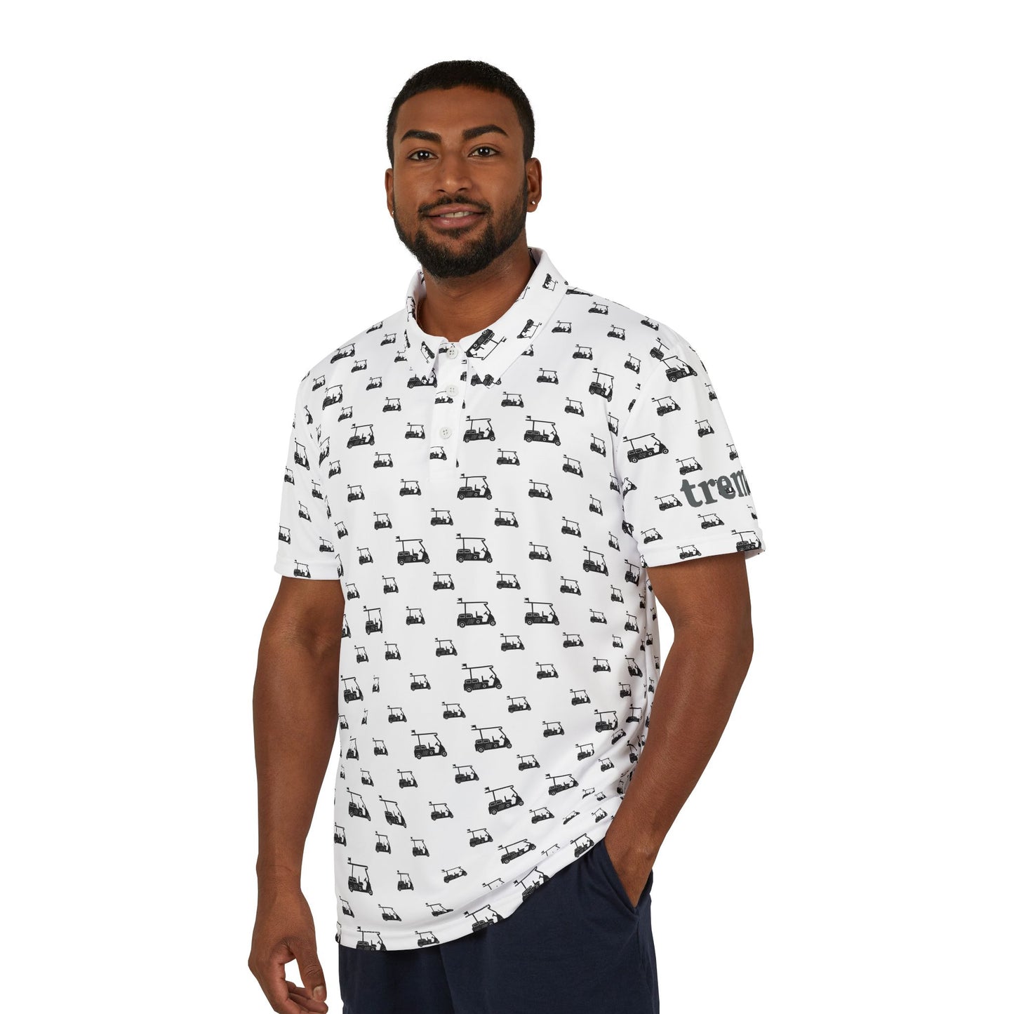 Ivory & Ebony Mens Polo Golf Cart Print - Perfect for Casual Outings & Everyday Wear